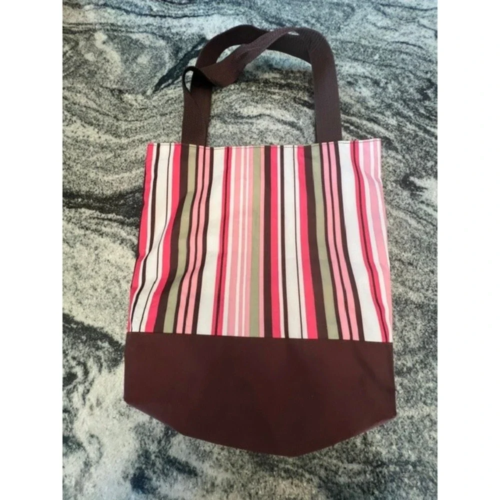 Cookie Tote Bag Womens Large‎ Pink Brown Striped Shoulder Bag Good 3412